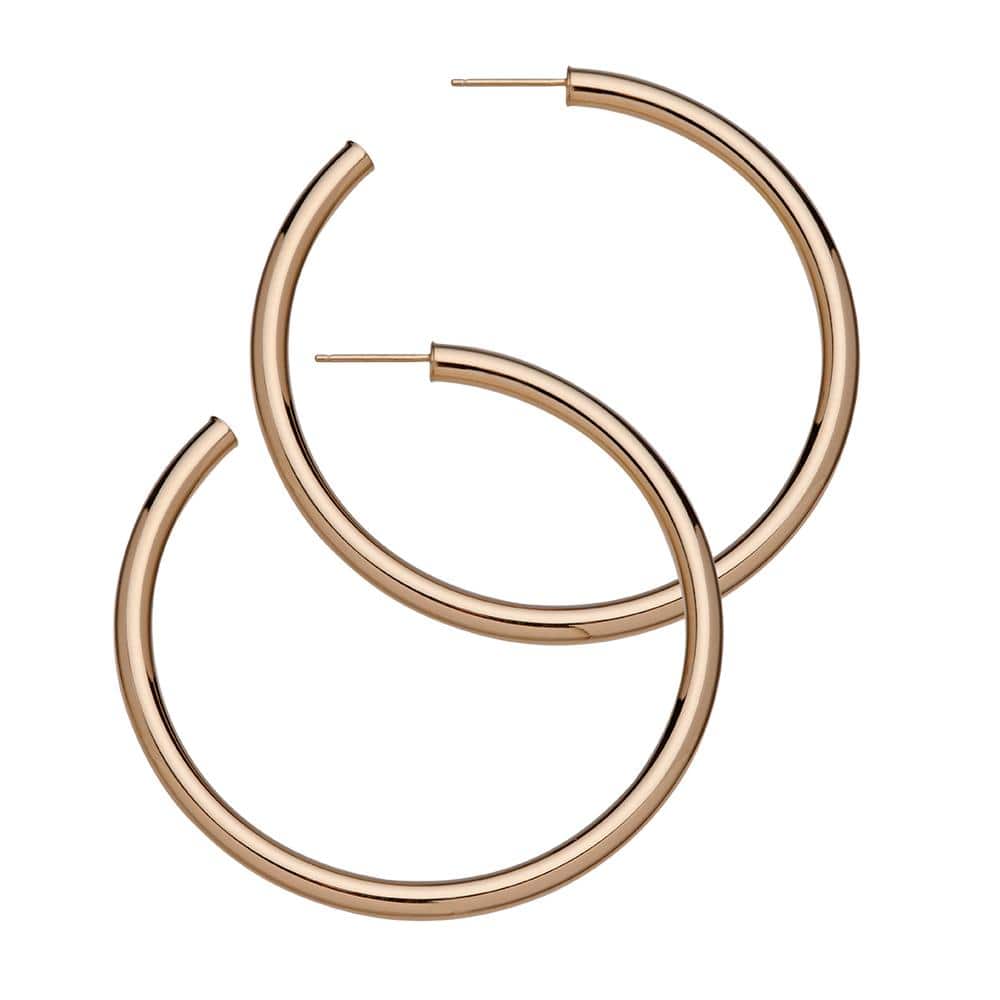 Jennifer Zeuner Jewelry Lou 2.5" Hoops 14k yellow gold plated silver