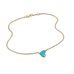 Jennifer Zeuner Jewelry Mia Enamel Anklet 14k yellow gold plated silver- turquoise