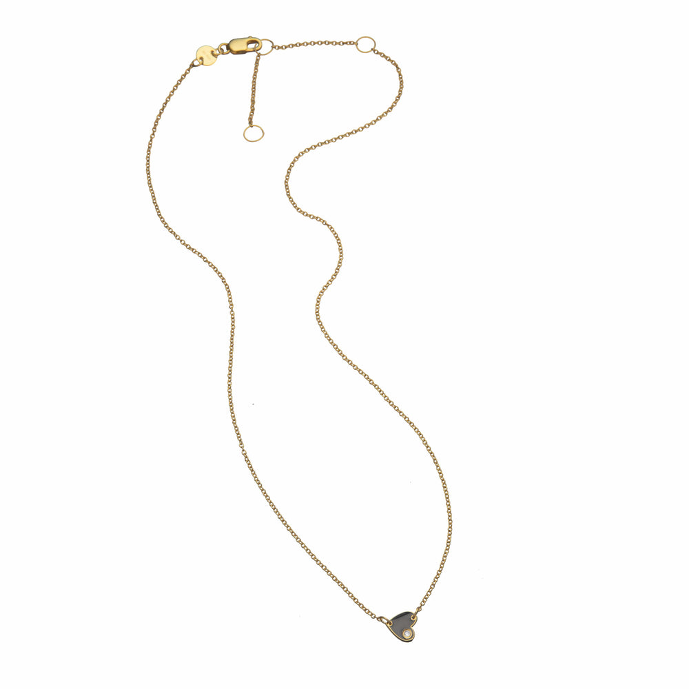 Jennifer Zeuner Jewelry Mia Enamel Necklace 14k yellow gold plated silver / black