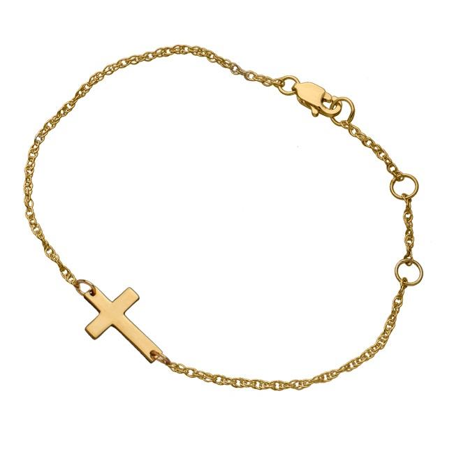 Jennifer Zeuner Jewelry Theresa 1/2" Cross Bracelet gold vermeil